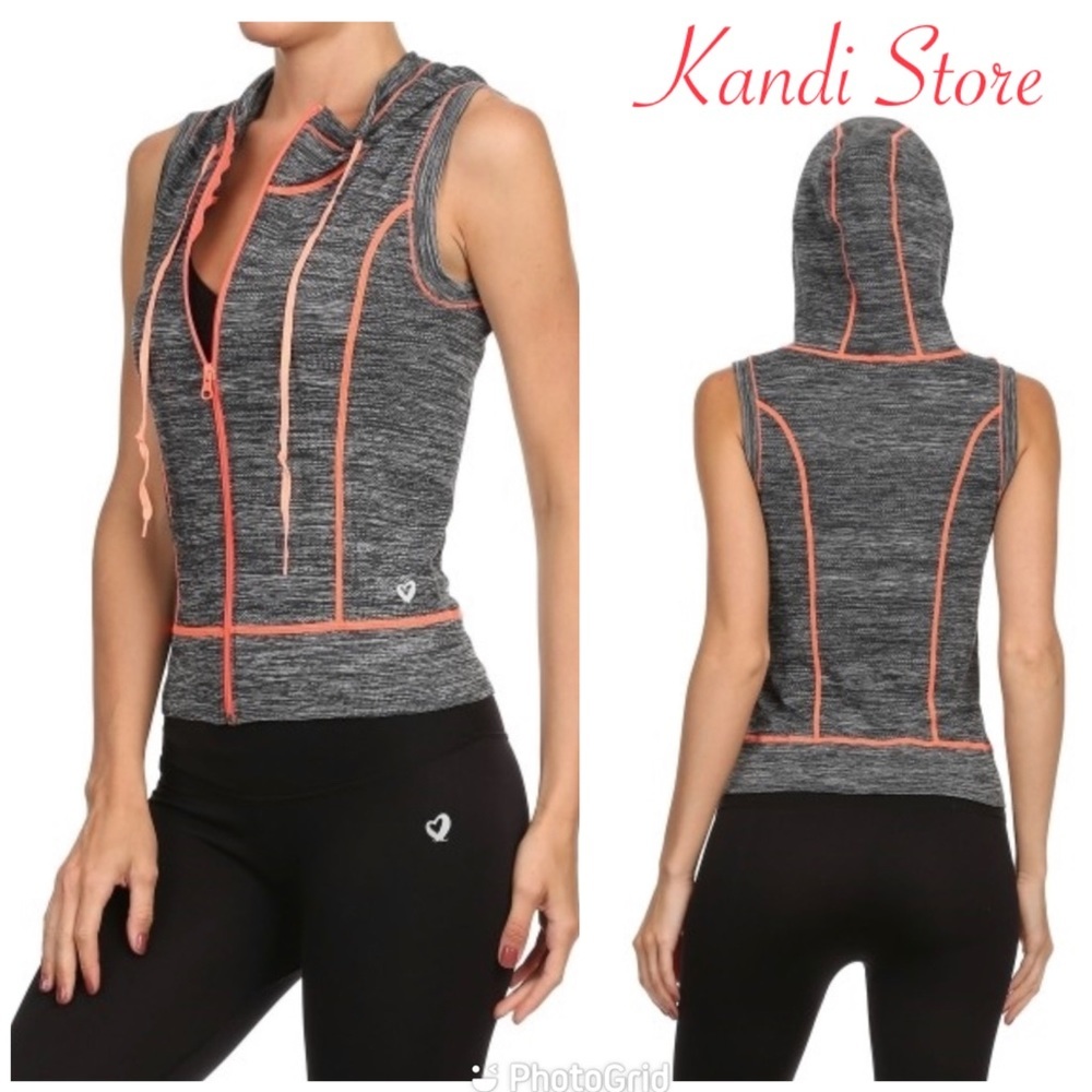 Detailed Hoodie Activewear, Charcoal color